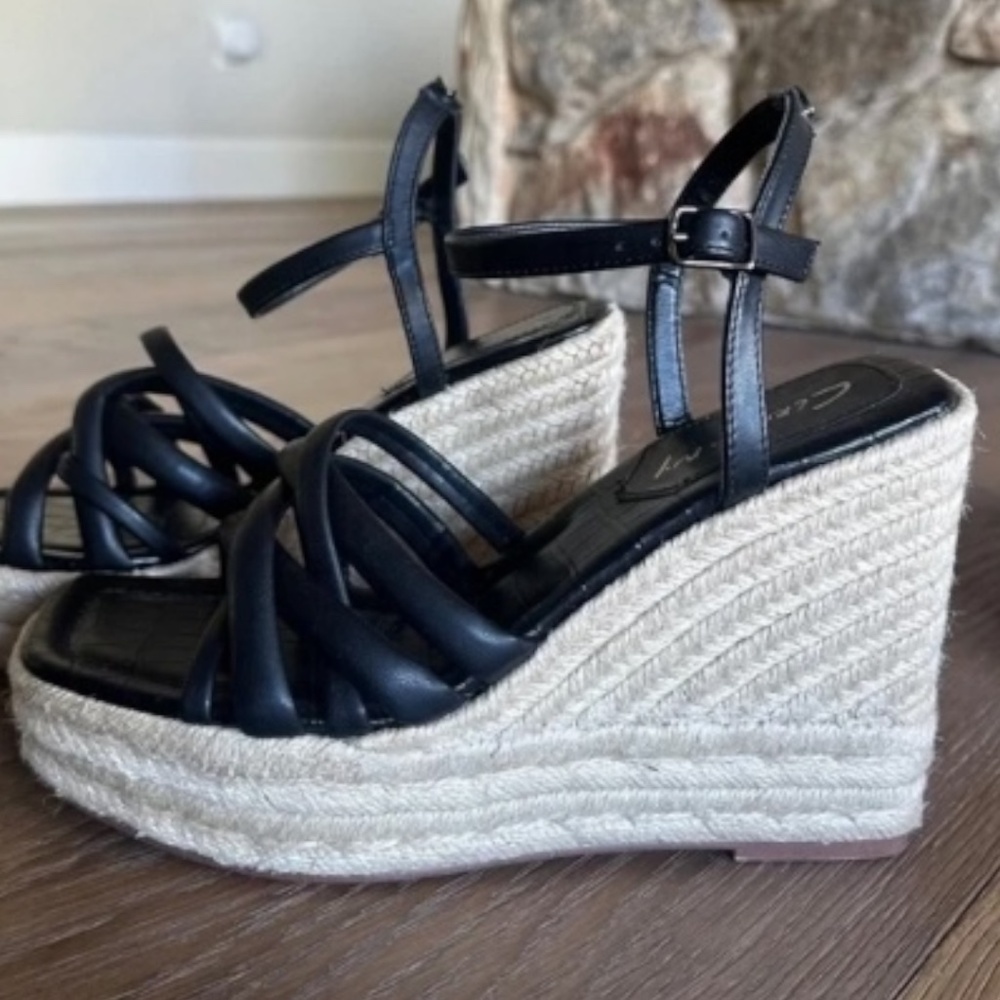 Circus NY by Sam Edelman Irene Espadrille Platform Wedge Sandal | Black | Size 9 - Picture 3 of 12